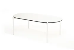 "Диего" журнальный стол из HPL 120х60 H40, каркас белый муар, цвет "молочный"