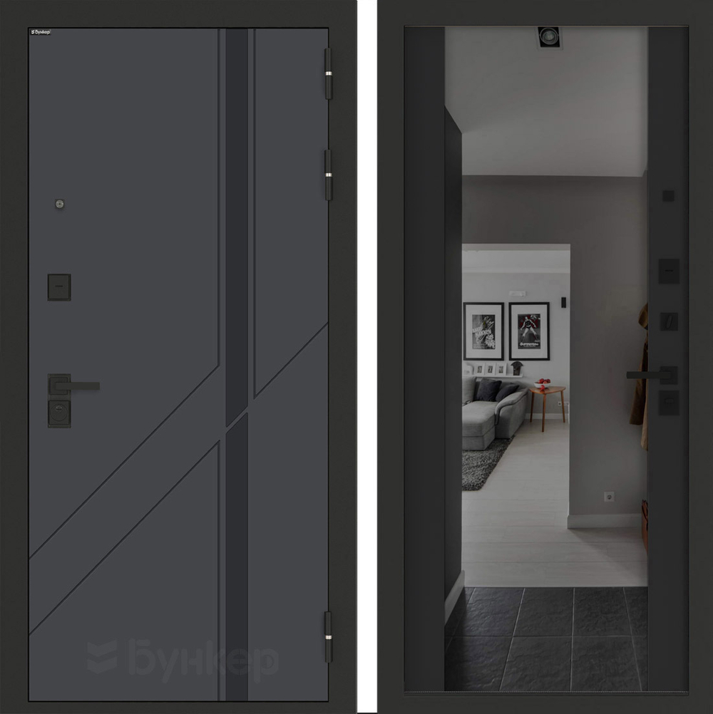 Входная дверь Бункер BN-12 - Зеркало максимум с тонировкой Черный кварц