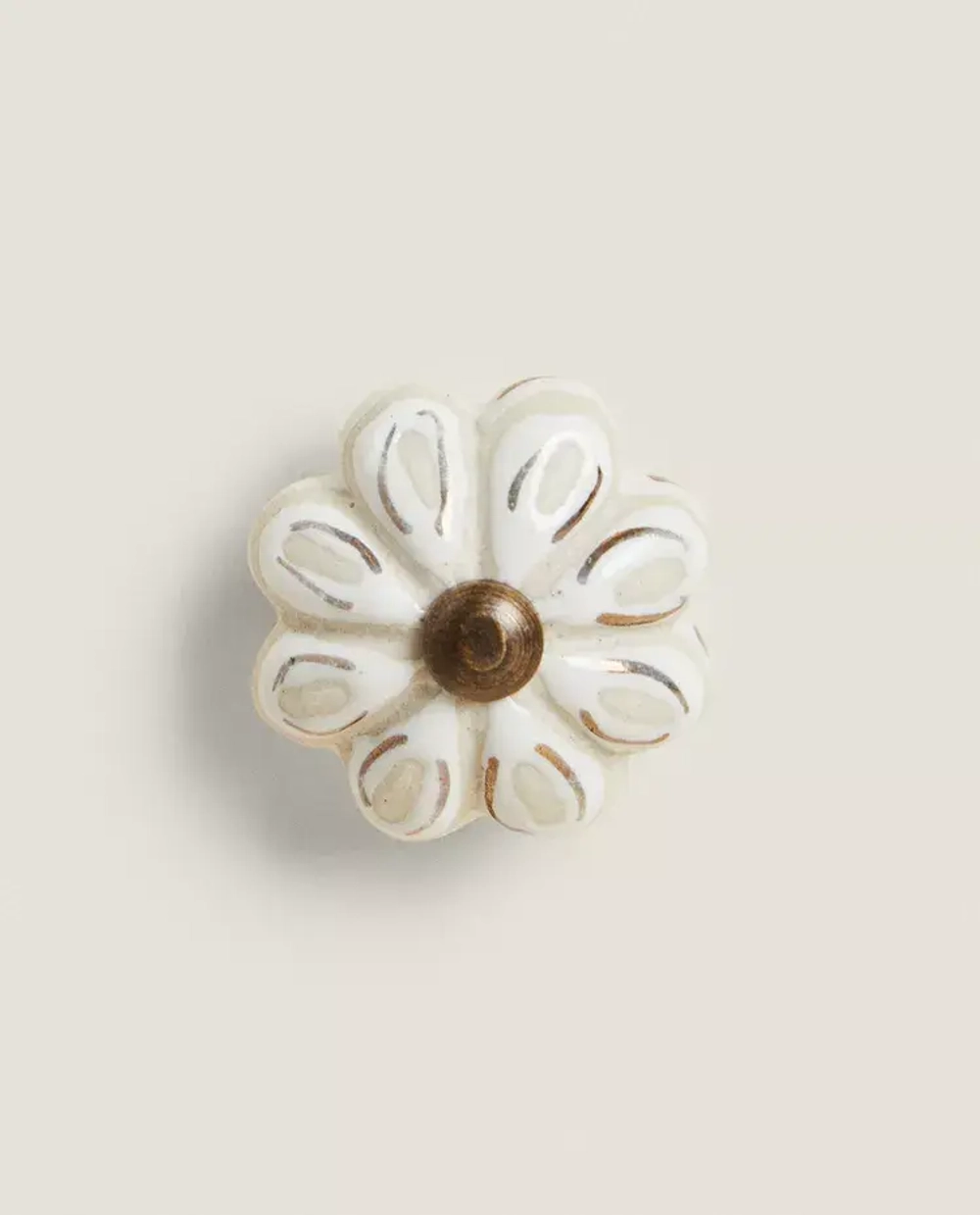 ZARA HOME НАБОР МЕБЕЛЬНЫХ РУЧЕК ИЗ КЕРАМИКИ «ЦВЕТОК» (2 ШТ.), ЗОЛОТОЙ