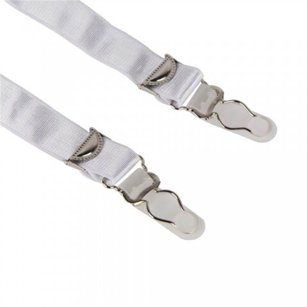 Пояс белый для чулок с ремешками на клипсах (M-L)