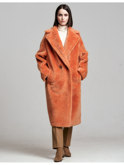 Шуба из овечьей шерсти чебурашка пальто тедди, SilverFox (арт. S1207rm09bz)