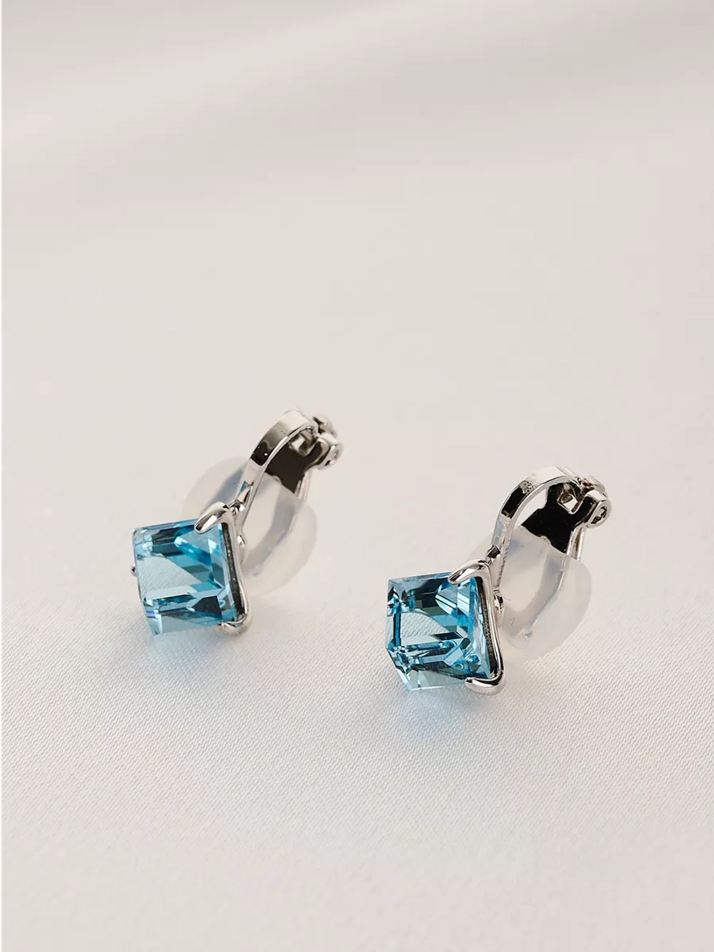 Клипсы Миражи с голубыми кристаллами Swarovski