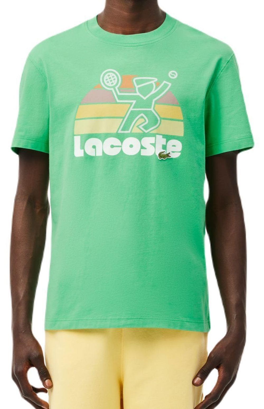 Мужская теннисная футболка Lacoste Washed Effect Tennis Print T-Shirt - green