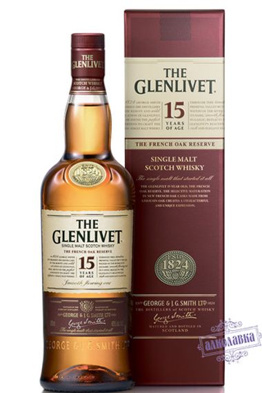 Гленливет. Односолодовый виски 15 лет. 0,7 л в п/у