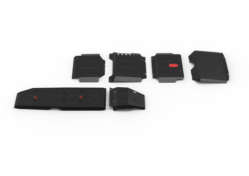 Защита радиатора, картера, КПП, РК и топливного бака АвтоБроня для JAC T6 2018-н.в./Sollers ST6 2023-н.в., сталь 1.8 мм, с крепежом, штампованная, 6 частей, K111.09207.1