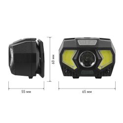 Фонарь налобный светодиодный ЭРА GB-608 на батарейках, 3xAAA, 5Вт, 7 режимов, черный | 