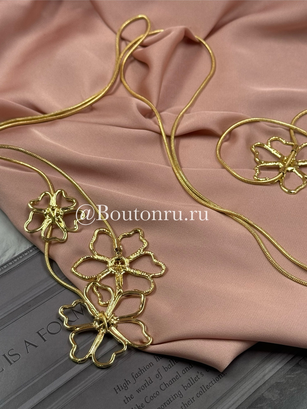 Колье трансформер (пояс) золотое с цветами