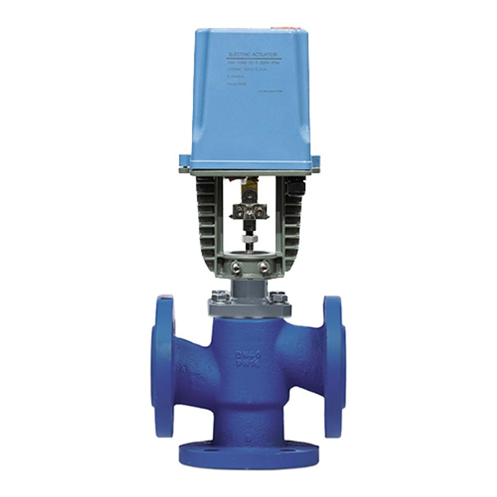 Dreiwege-Trennregelventil Elephant 23c901ss 232 PSI Grauguss GC20, geflanscht mit elektrischem Stellantrieb DAV 1500 - 110/220V