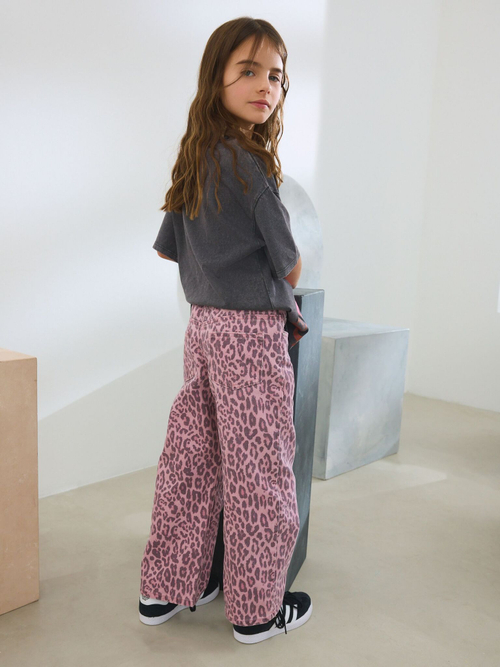 Джинсы широкие для девочки Next E29-136, Розовый, Серый