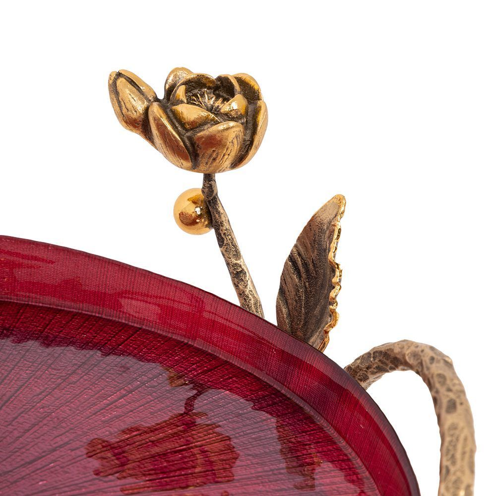 Фруктовница-конфетница Нимфея (поднос) Бронза Бордовый