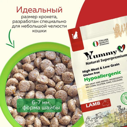 Yummy Linea корм для котят, беременных и кормящих кошек, ягненок, 400 гр