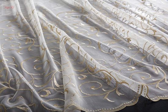 Микросетка с вышивкой Вензель-2 (золото)