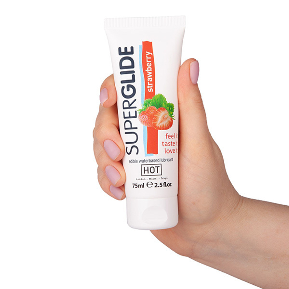 Гель на водной основе с ароматом клубники HOT Superglide 75мл