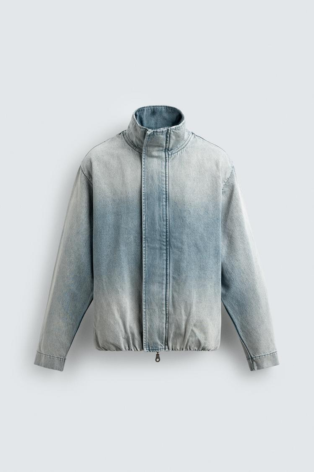 ZARA ДЖИНСОВАЯ КУРТКА С ЭФФЕКТОМ ПОТЕРТОСТИ, СВЕТЛО-ГОЛУБОЙ