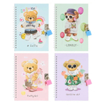 Блокнот детский Basir на замке, формат А6, серия "Мишки", переплет 7БЦ, 18*13.5 см, 48 листов, ассорти