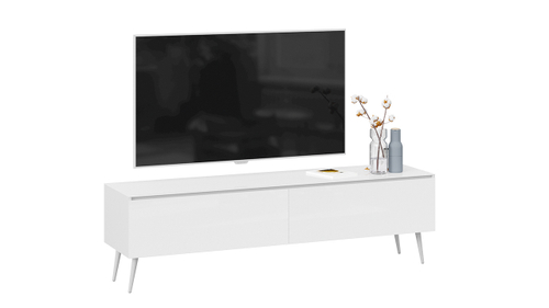 Глосс ТД 319.03.11 Тумба для теле-и радиоаппаратуры (Белый глянец/Стекло Белый глянец) ТриЯ