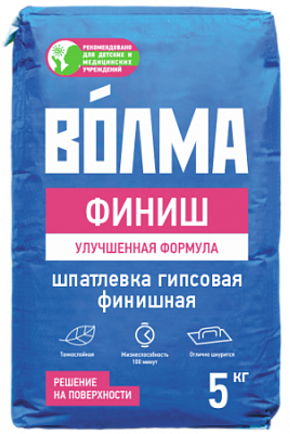 Смесь сухая шпаклевочная на гипсовом вяжущем "ВОЛМА - ФИНИШ" 20 кг