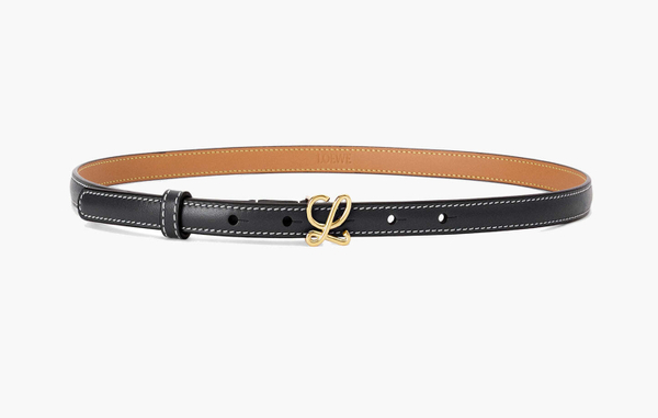 Loewe L Buckle Smooth Calfskin Leather Narrow Belt "Black/Gold"