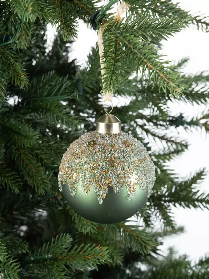 Винтажный стеклянный шар Нефритовая загадка 8 см., 1 шт., Karlsbach (12416)