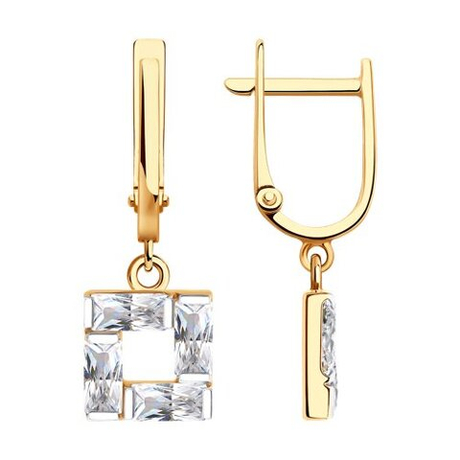 Серьги из золота с фианитами