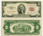 Банкнота США 2 доллара 1953B A 72295822 A. VG (надпись)