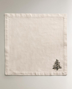 ZARA HOME НАБОР ЛЬНЯНЫХ РОЖДЕСТВЕНСКИХ САЛФЕТОК С ВЫШИВКОЙ (2 ШТ.), ЭКРЮ