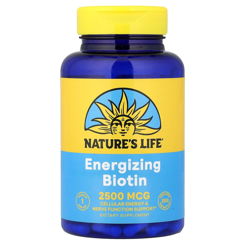 Nature's Life, биотин для энергии, 2500 мкг, 200 растительных капсул
