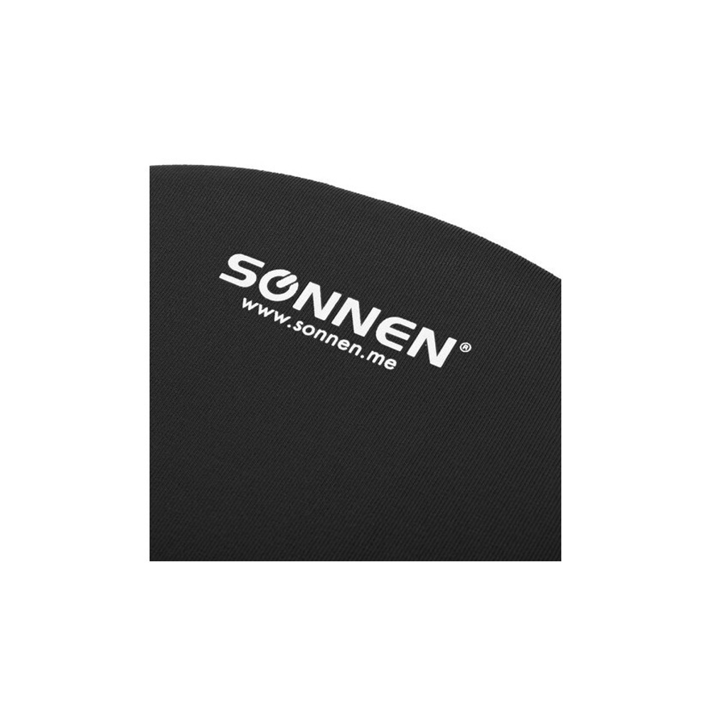 Коврик для мыши с подушкой под запястье SONNEN, полиуретан + лайкра, 250х220х20мм, черный