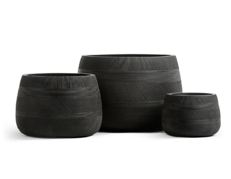 Кашпо TREEZ ERGO - серия Graphics - Низкая чаша - Чёрный графит