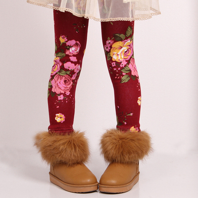 Леггинсы детские утепленные с принтом цветов