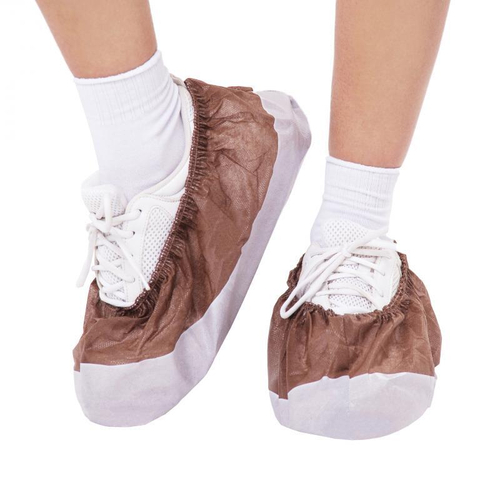 Бахилы ламинированные EleGreen коричневые/белые 750 пар