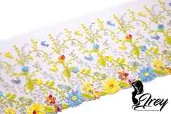 05-110 ОПТ Вышивка на неэл. сетке 21 см, телесный/желтый/голубой/салатовый (левая)