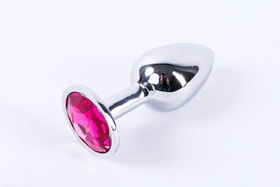 Анальная пробка металлическая серебристая с розовым кристаллом Onjoy Metal Plug Silver Small (Цвет: серебряный с розовым)