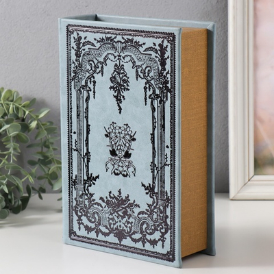 Шкатулка книга-сейф «Растительный узор», дерево и искусственная кожа, с замком, 27×18×7 см