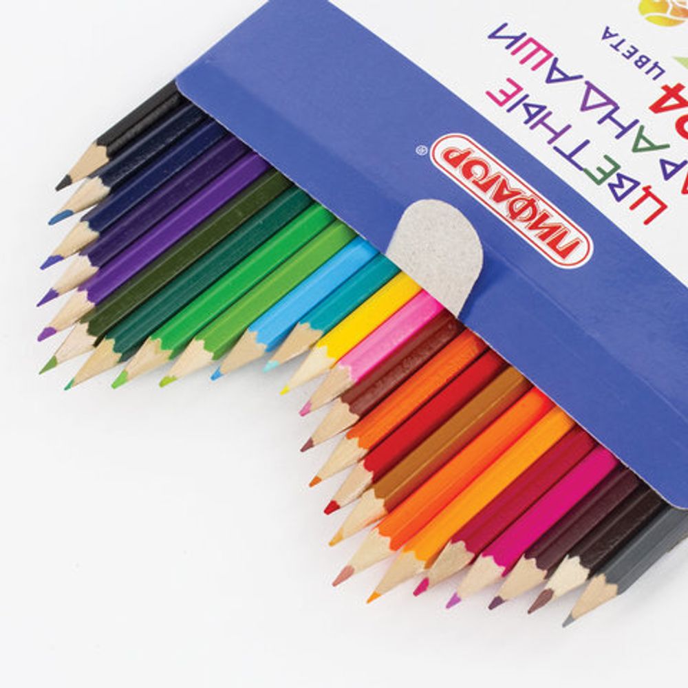 Карандаши цветные ПИФАГОР "БЫСТРЕЕ! ВЫШЕ! СИЛЬНЕЕ!", 24 цвета, классические заточенные, 181358