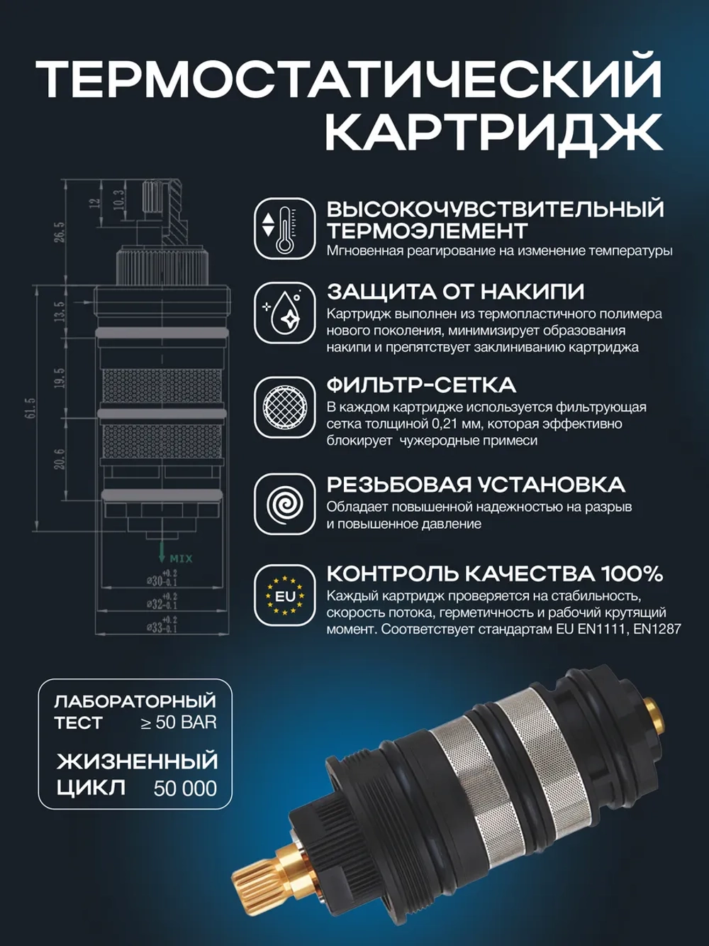 Душевая система с тропическим душем и термостатом