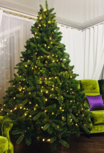 Ель искусственная Рождественская 2,1м с шишками ПРЕМИУМ подставка металл Литые ветки+Пленка ПВХ Макс