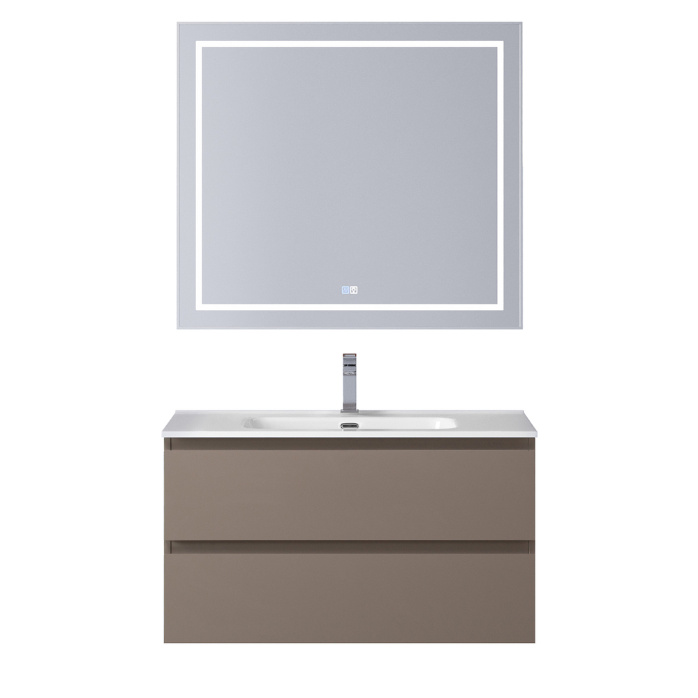 Тумба с раковиной подвесная BelBagno KRAFT-900-2C-SO-CO Бежевый матовый, раковина белая BB900ETL