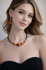 Комплект украшений из муранского стекла: колье, серьги