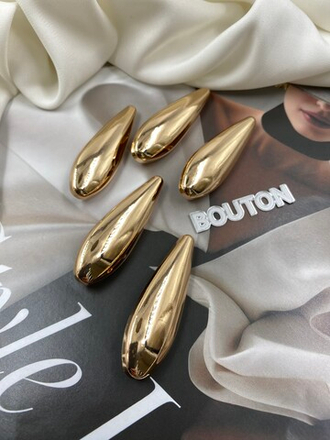 Пуговицы вытянутые в форме капли золотистые