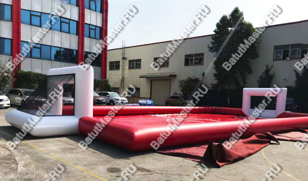 Надувной бассейн "Футбольное поле", красный 14*7*2.5 м