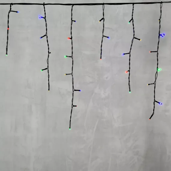 Светодиодная бахрома 3,1*0,5 м., 150 разноцветных LED ламп, 220В., черный провод ПВХ, LTC (PIL150-11-2M)