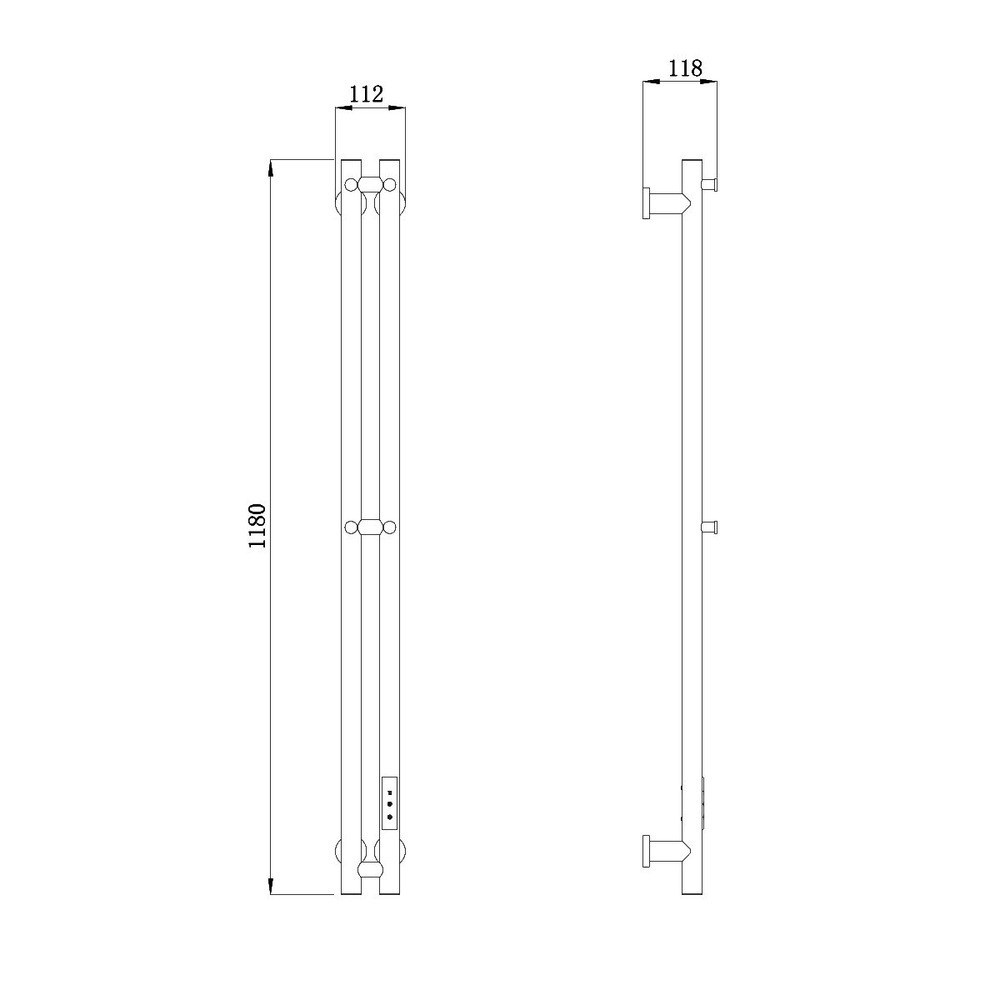 Полотенцесушитель электрический RAGLO R350.11.09 настенный сенсорный узкий с терморегулятором, графит