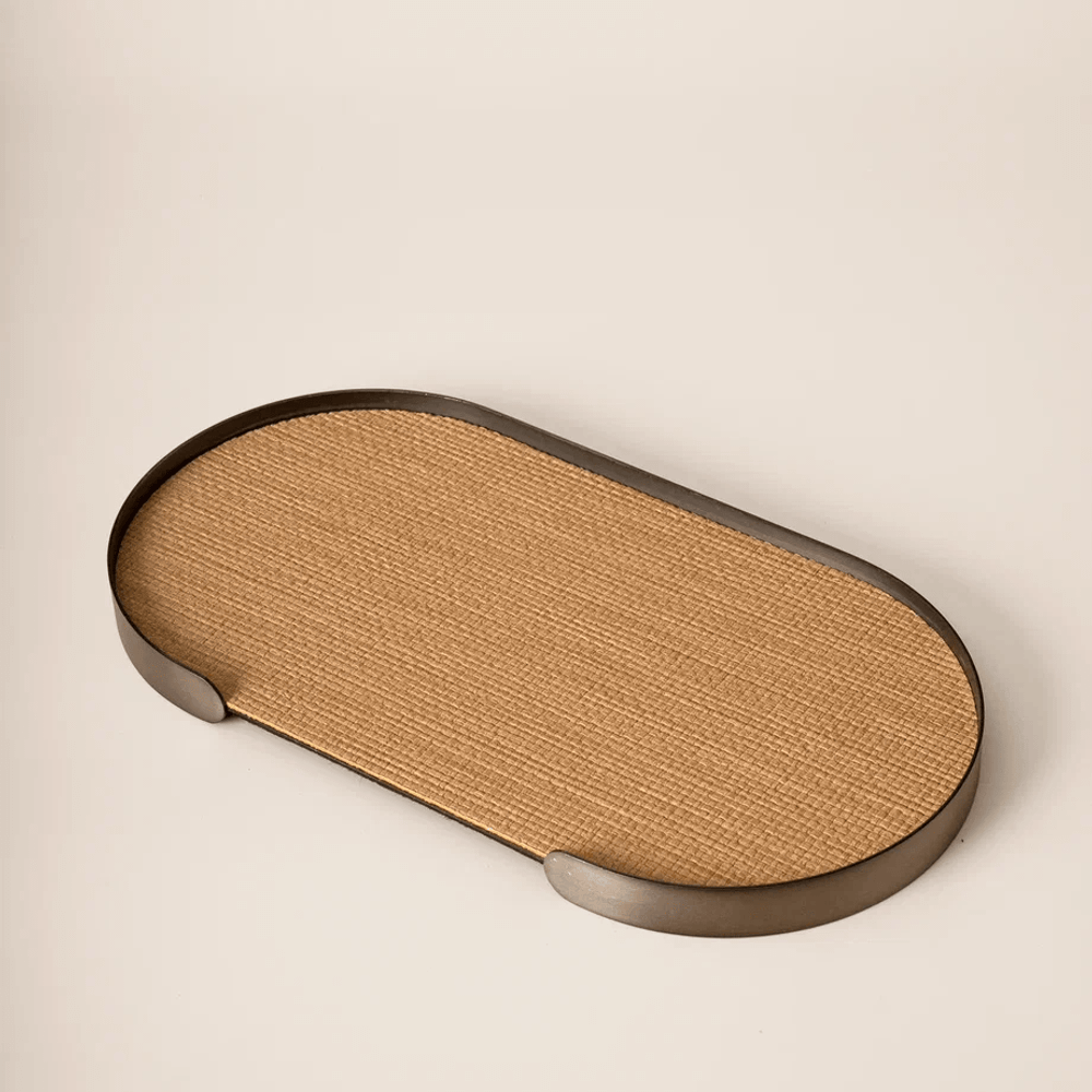 Поднос металлический овальный коричневый