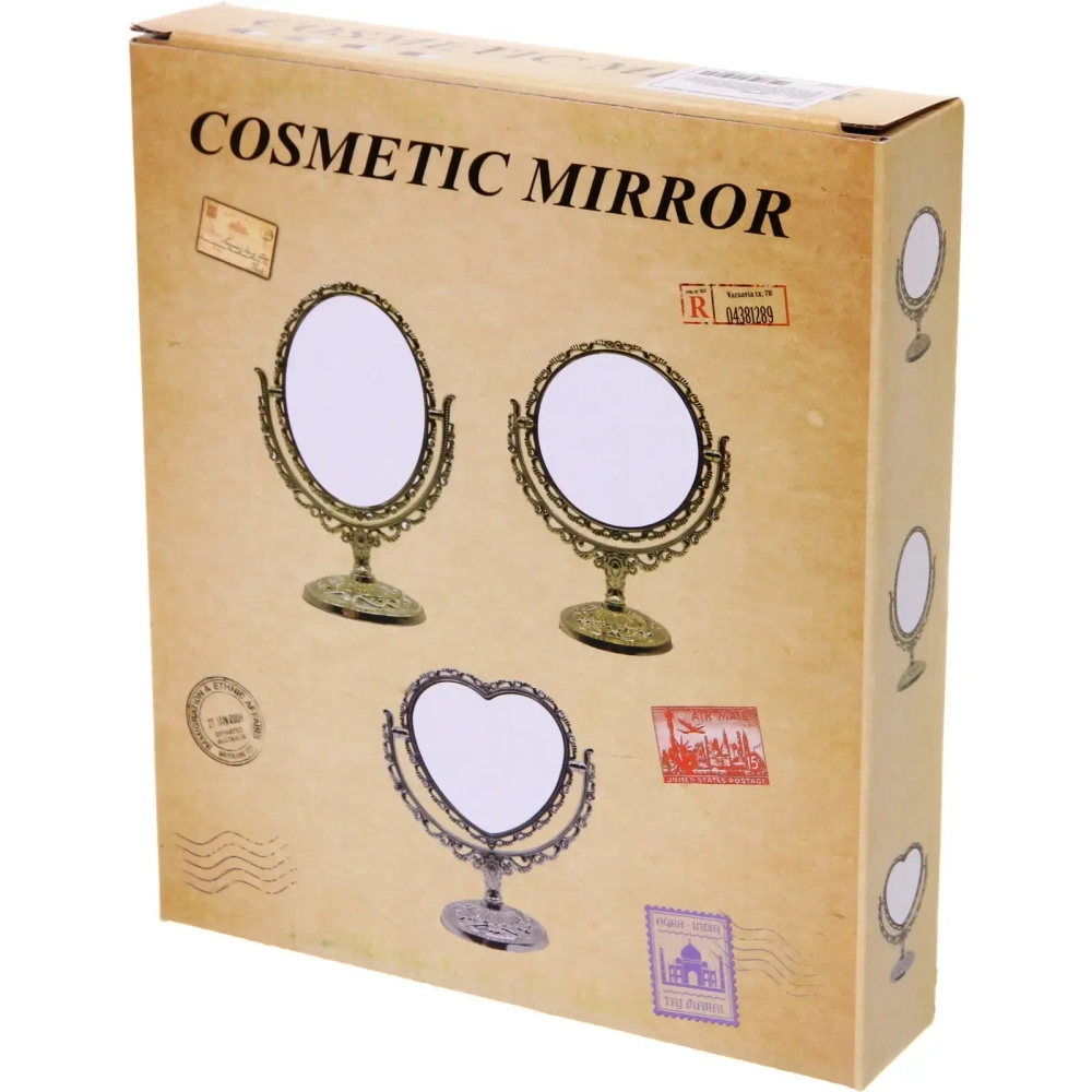 Зеркало настольное в пластиковой оправе «Версаль - Круг», цвет золото, двухстороннее, 24см.