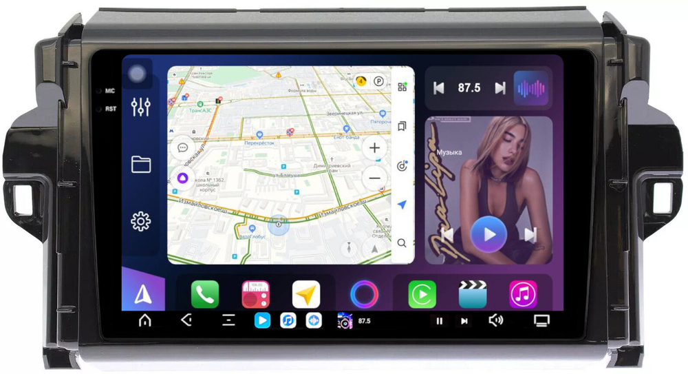 Магнитола для Toyota Fortuner 2015-2022 - FarCar XXL3055M монитор 9.5" 2K QLED на Android 14, TS20, 8+256Гб, CarPlay, 4G SIM-слот