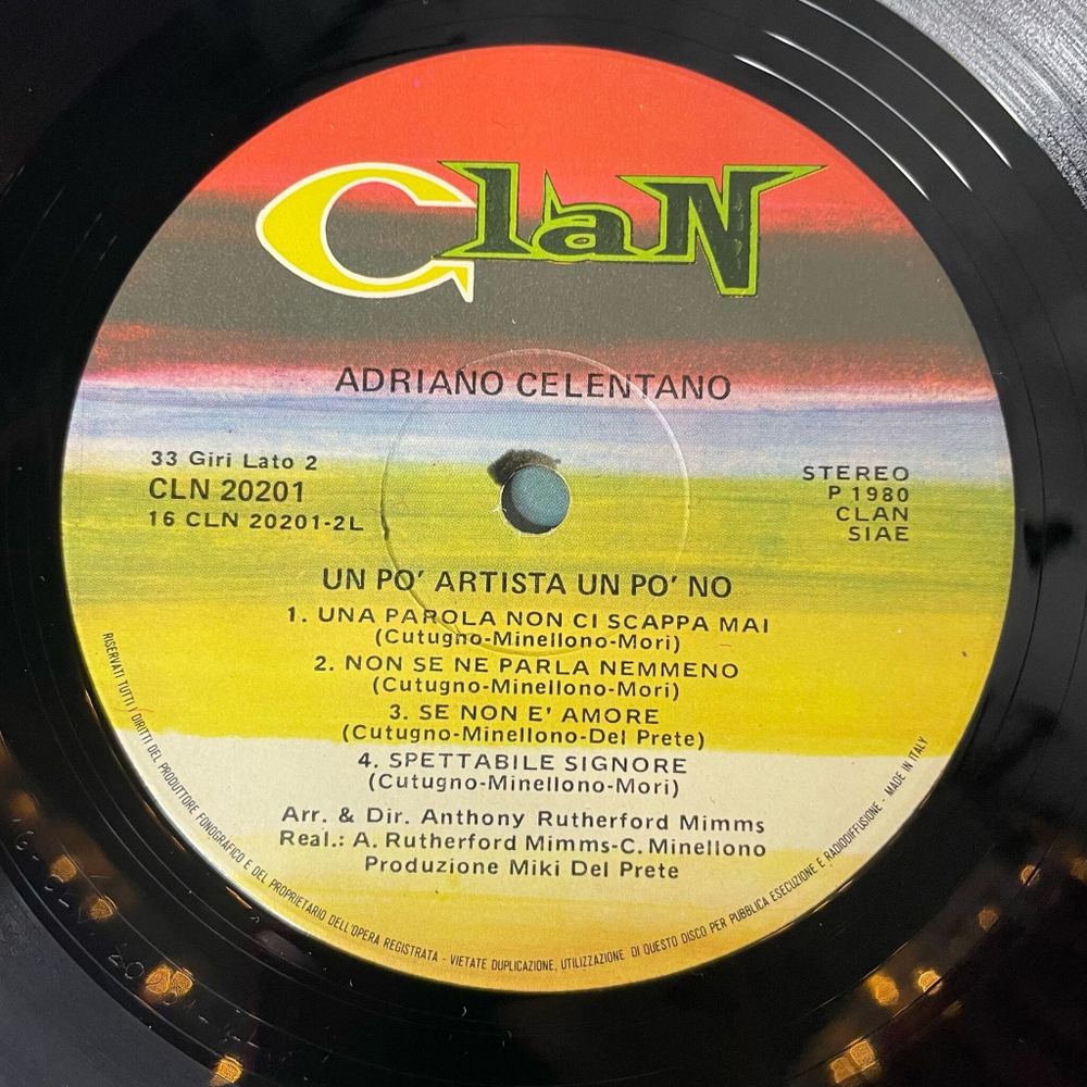 Винтажная виниловая пластинка LP Adriano Celentano Un Po Artista Un Po No (Italy 1980)