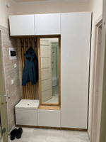 Прихожая с зеркалом комплект мебели Дуб Крафт Золотой/Серый Шифер, Бостон, 250х51х236 см Стиль