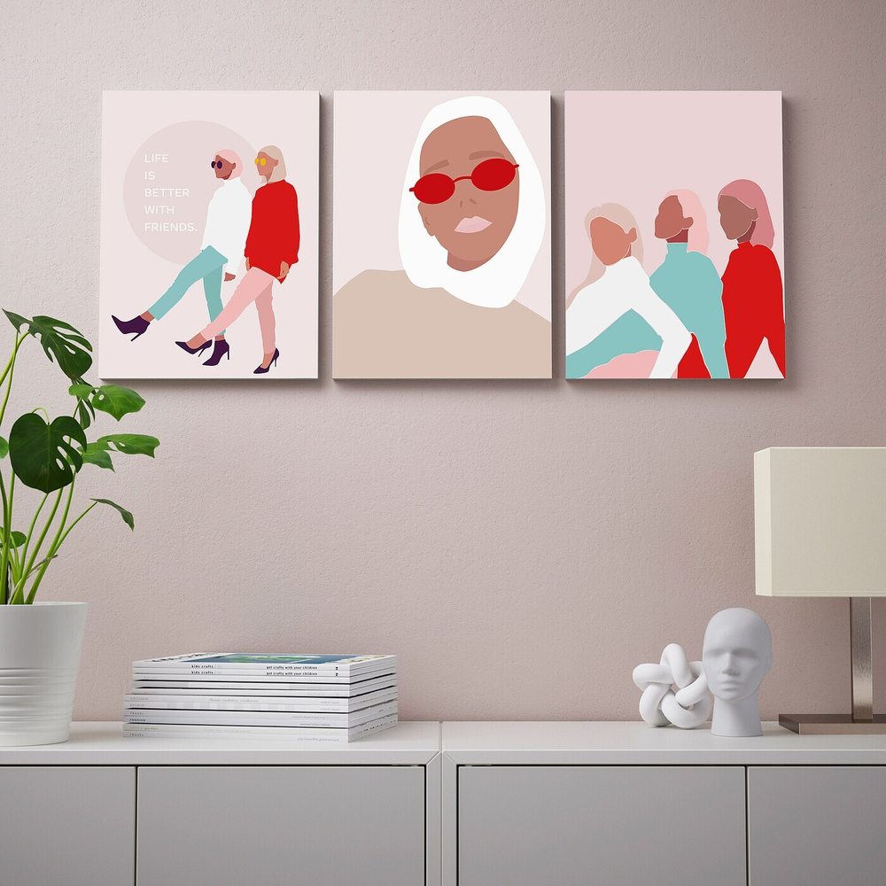 IKEA PJÄTTERYD  (ИКЕА ПЙÄТТЕРЙД)  -  Изображение, лучше с друзьями, 30x40 см