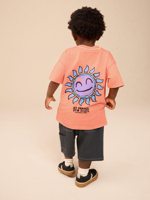 Футболка и шорты в комплекте для мальчика Next E63-610, Персиковый, Черный